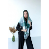 Велика зелена кашемірова хустка косинка в клітину CASHMERE